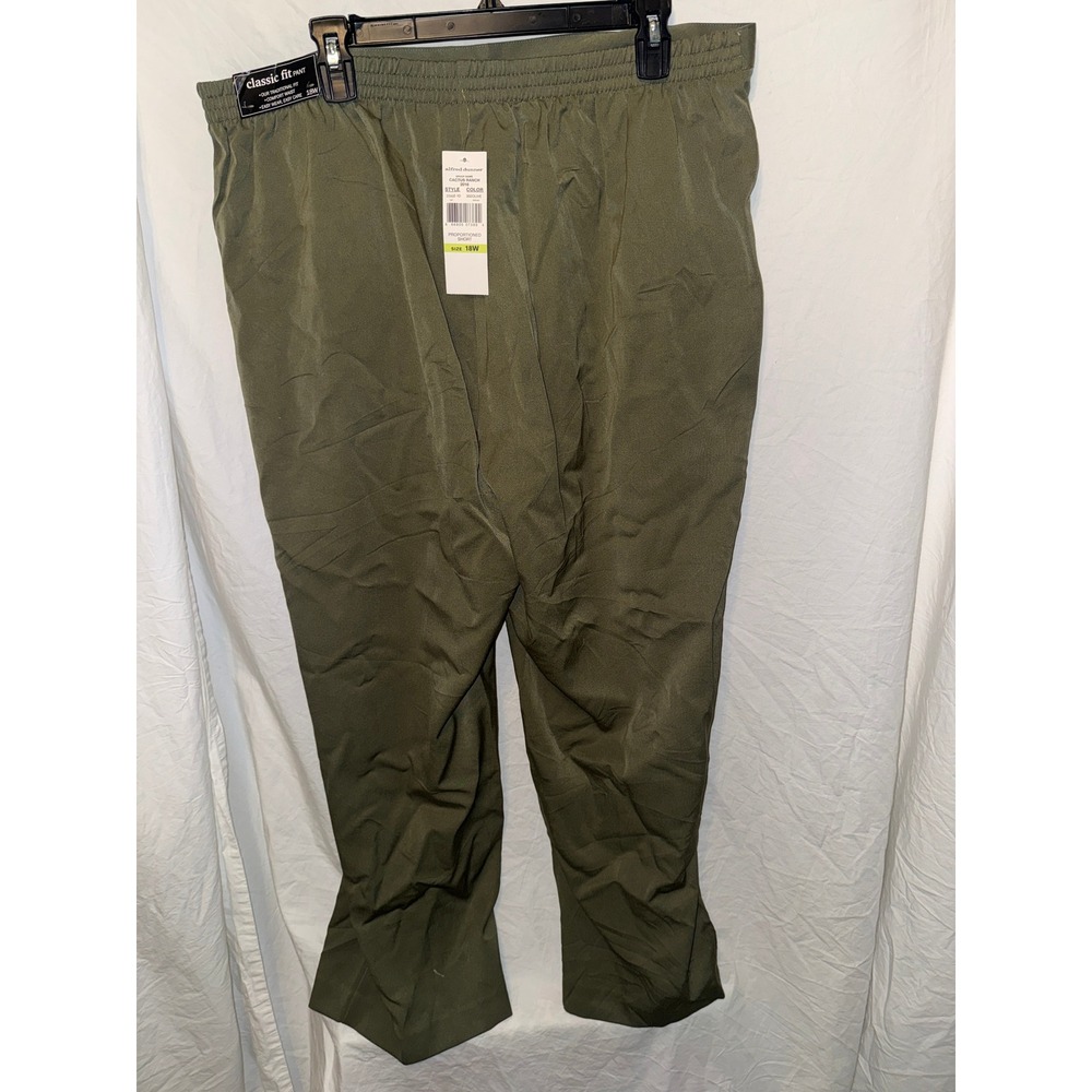 Alfred Dunner Classic Fit Pants Olive Green Cactus Ranch 18W Proportioned Short - Picture 2 of 6